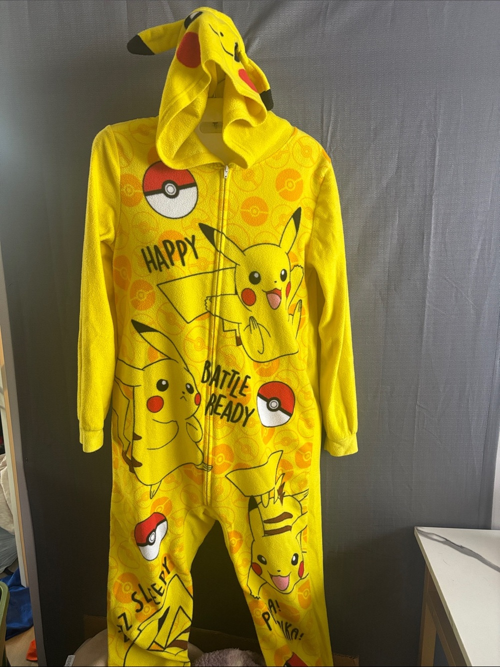 Pokemon Yellow Pikachu Kids One-Piece Hooded Footie